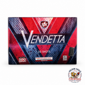 Vendetta 500 gram aerial cake by SFX Fireworks featuring 20 shots, patriotic red white and blue packaging, consumer fireworks available at Golden Eagle Fireworks