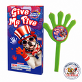 Give Me Five novelty hand-shaped sparklers featuring 2 green hand sparklers, patriotic themed packaging, emits showers of sparks, and celebration-ready fireworks available at Golden Eagle Fireworks.