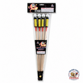 Golden Eagle Fireworks Smile Face Rocket 4-pack with silver foil heads, long wooden guide sticks, classic stick rockets, and clear retail packaging in Houston TX.