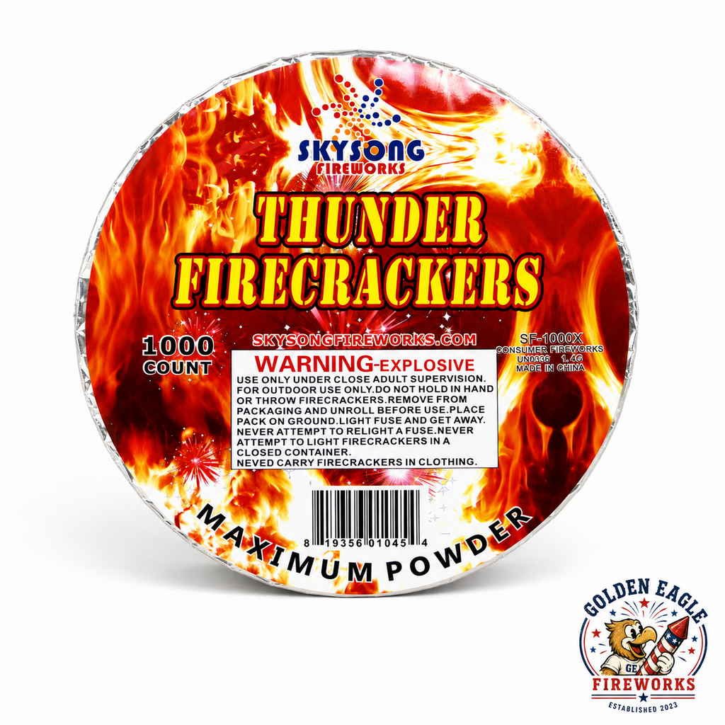 Golden Eagle Fireworks Skysong Thunder Firecrackers 1,000-count Maximum Powder roll, SF-1000X consumer fireworks UN0366 1.4G, Houston TX