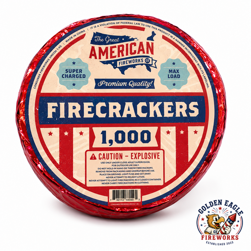 Golden Eagle Fireworks 1,000-count super charged firecracker roll, premium consumer fireworks available in Houston, Texas