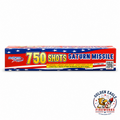 Golden Eagle Fireworks Sky Painter Saturn Missile 750-shot side profile view, flammable with report shoots whistle in air K1130C750S consumer fireworks UN0336 1.4G, Houston TX