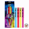 Color Smoke Bomb 4 piece pack featuring blue, red, yellow, and purple smoke bombs, bright colorful packaging, approximate 60 second smoke effect, and daytime fireworks fun available at Golden Eagle Fireworks.