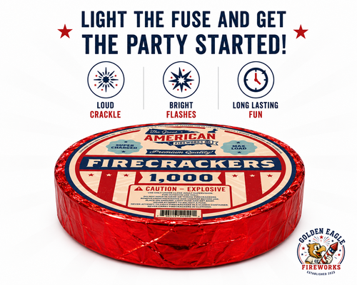 Golden Eagle Fireworks premium quality firecracker roll label detail, UN0336 1.4G consumer fireworks Houston Texas