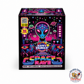 Golden Eagle Fireworks Space Rave 200g fireworks cake by Happy Family Fireworks, 16 shots color peony effects with retro alien neon space artwork, Houston TX