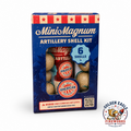 Mini Magnum Artillery Shell Kit featuring 6 reloadable artillery shells with patriotic American-themed packaging available at Golden Eagle Fireworks in Humble Texas.